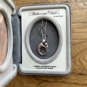 Mother and child sterling pendant and chain
